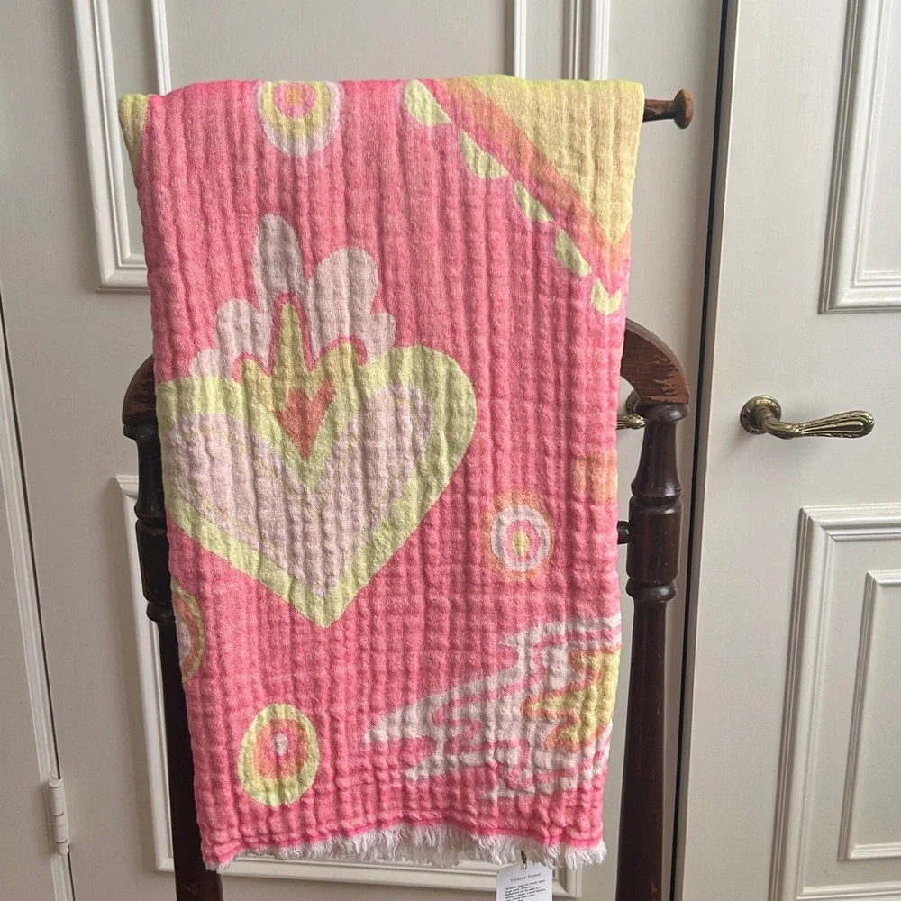 NEON COAST Hippie Hearts FLiPSiDE XL Woven Blanket Towels Festival 44 x 78 Woven